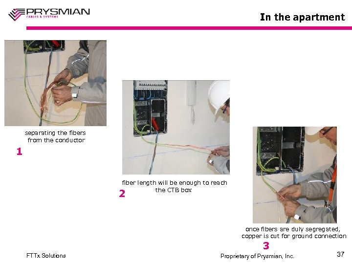In the apartment separating the fibers from the conductor 1 fiber length will be