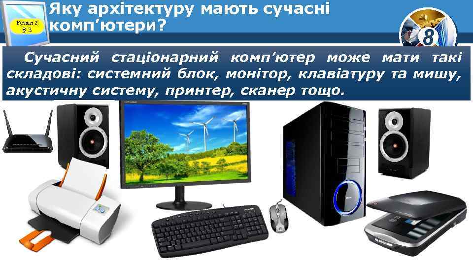 Розділ 2 § 3 Яку архітектуру мають сучасні комп’ютери? 8 Сучасний стаціонарний комп’ютер може