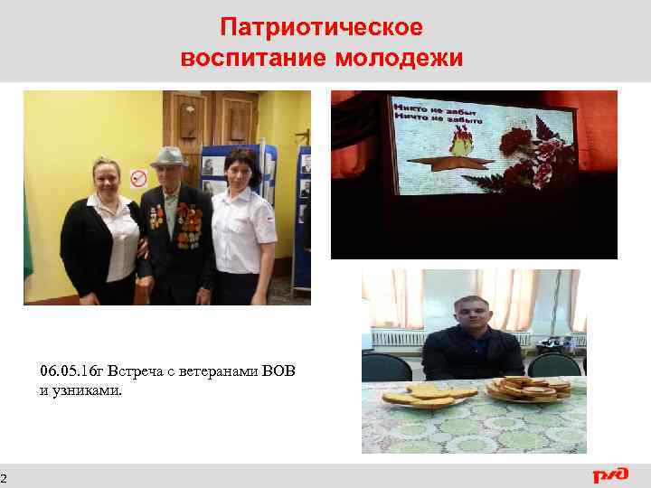 2 Патриотическое воспитание молодежи 06. 05. 16 г Встреча с ветеранами ВОВ и узниками.