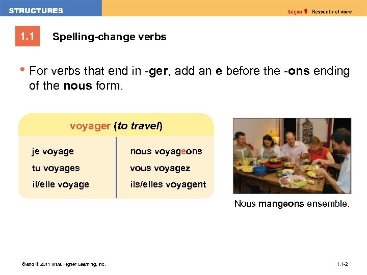 1. 1 Spelling-change verbs • For verbs that end in -ger, add an e