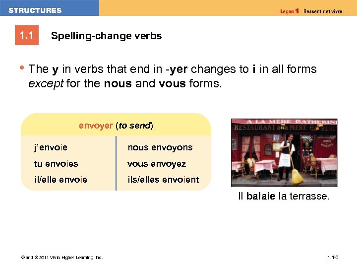 1. 1 Spelling-change verbs • The y in verbs that end in -yer changes