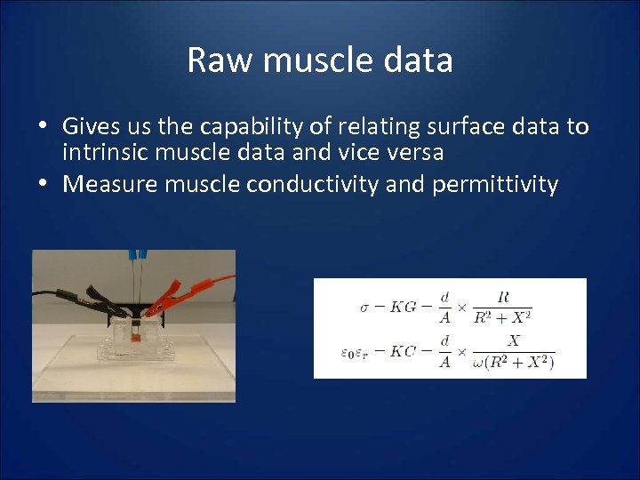 Raw muscle data • Gives us the capability of relating surface data to intrinsic