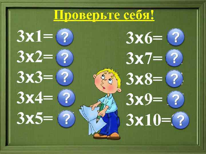 Проверьте себя! 3 х1= 2 3 х2= 6 3 х3= 9 3 х4= 12