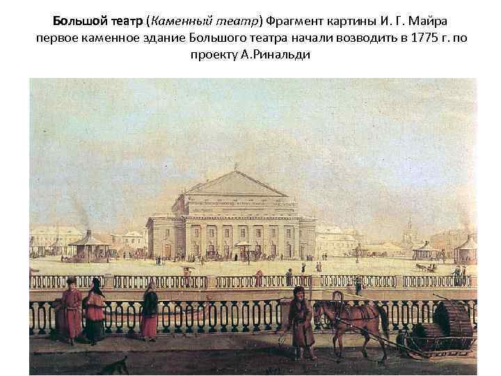 Большой театр (Каменный театр) Фрагмент картины И. Г. Майра первое каменное здание Большого театра
