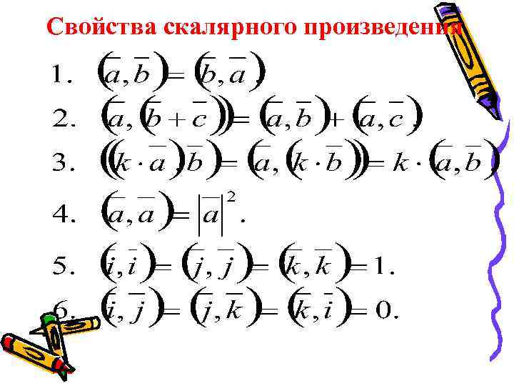 Свойства скалярного произведения 
