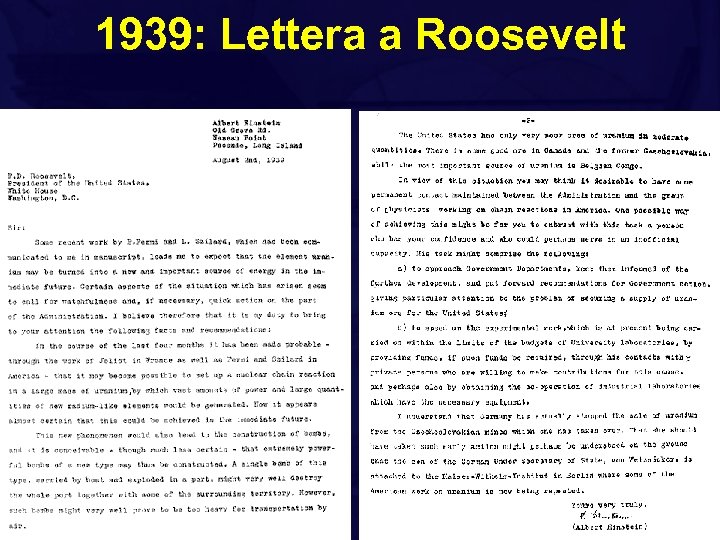 1939: Lettera a Roosevelt 
