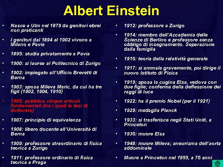 Albert Einstein • Nasce a Ulm nel 1879 da genitori ebrei non praticanti •