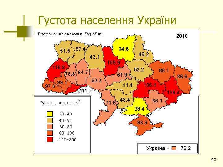 Густота населення України 40 