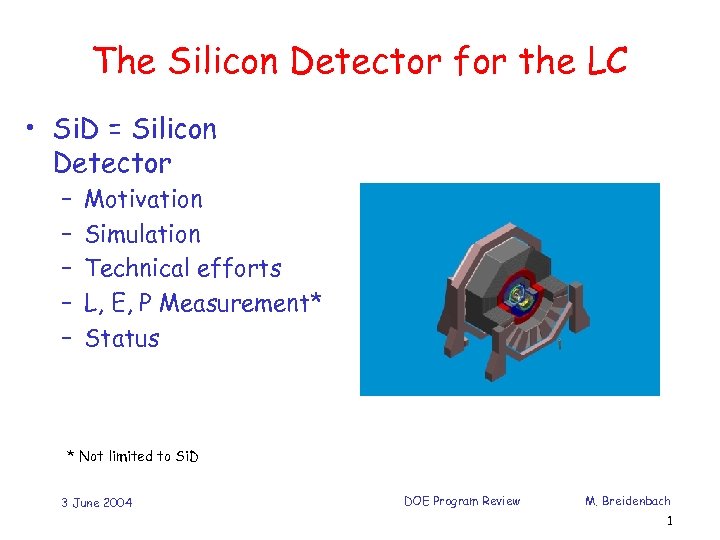 The Silicon Detector for the LC • Si. D = Silicon Detector – –