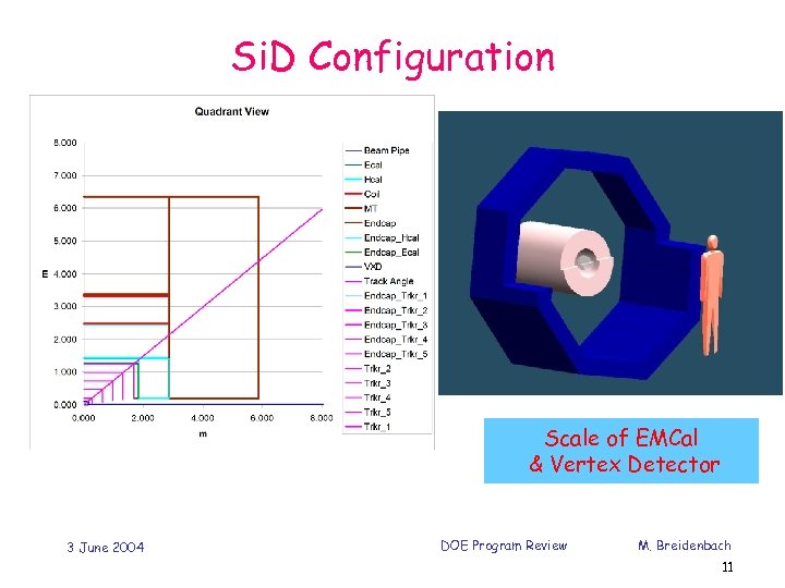 Si. D Configuration Scale of EMCal & Vertex Detector 3 June 2004 DOE Program