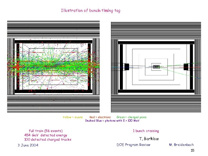 Illustration of bunch timing tag Yellow = muons full train (56 events) 454 Ge.