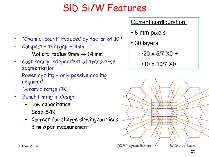 Si. D Si/W Features Current configuration: • • • “Channel count” reduced by factor
