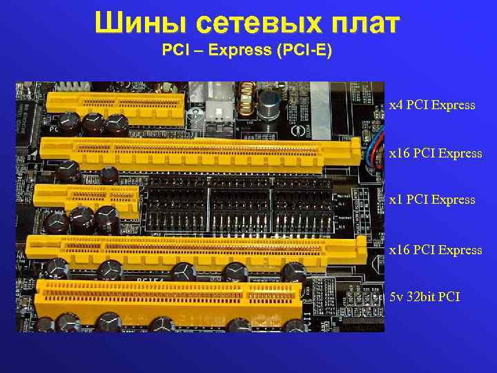 Шины сетевых плат PCI – Express (PCI-E) x 4 PCI Express x 16 PCI