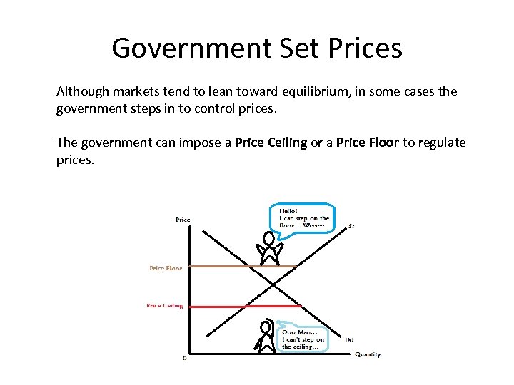 Government Set Prices Although markets tend to lean toward equilibrium, in some cases the