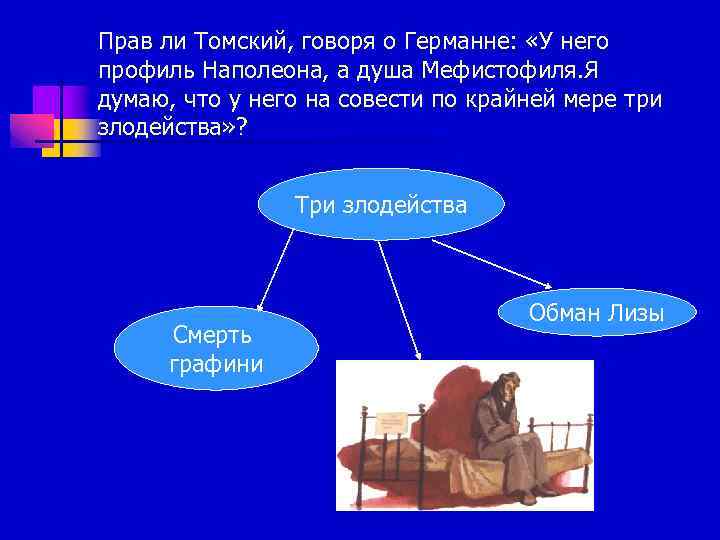 Прав ли Томский, говоря о Германне: «У него профиль Наполеона, а душа Мефистофиля. Я