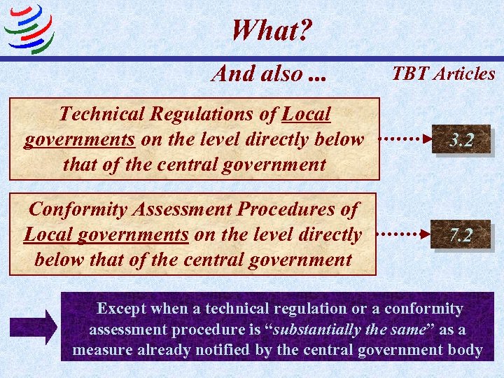 What? And also. . . TBT Articles Technical Regulations of Local governments on the