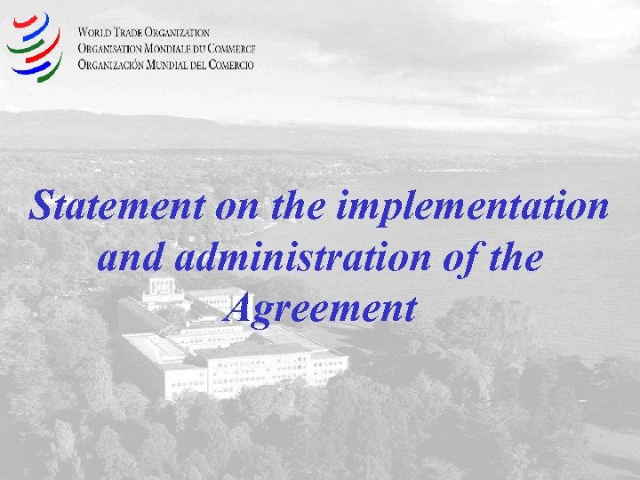 Statement on the implementation and administration of the Agreement 