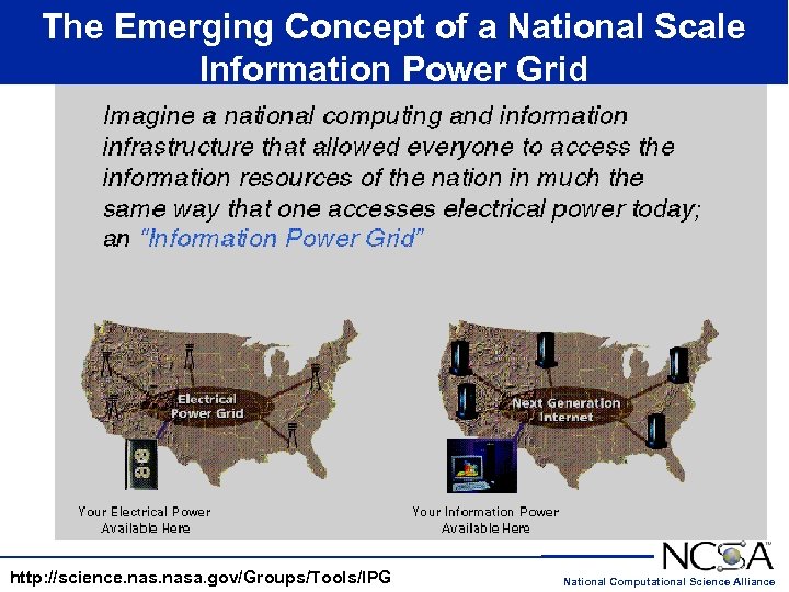 The Emerging Concept of a National Scale Information Power Grid http: //science. nasa. gov/Groups/Tools/IPG