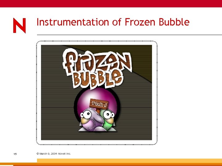 Instrumentation of Frozen Bubble 15 © March 9, 2004 Novell Inc. 