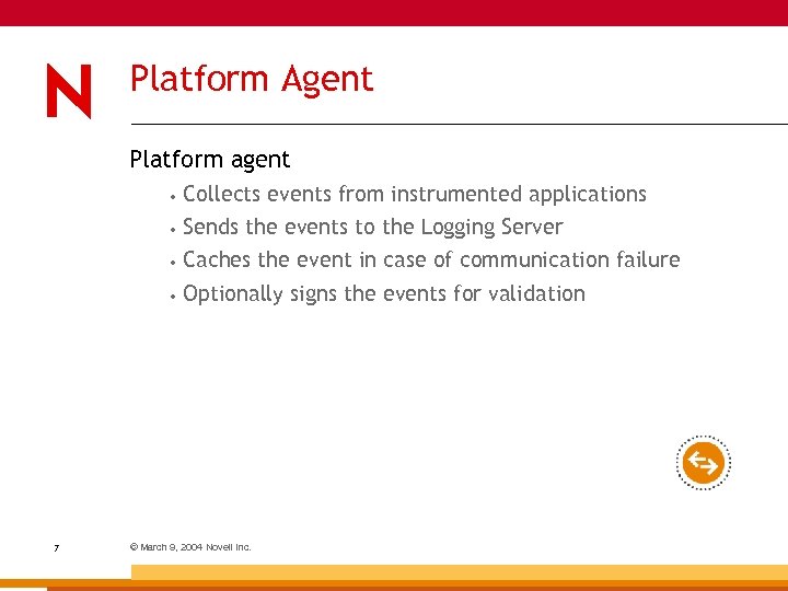 Platform Agent Platform agent • • Sends the events to the Logging Server •