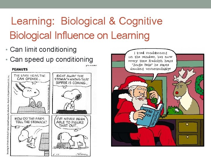 Learning: Biological & Cognitive Biological Influence on Learning • Can limit conditioning • Can