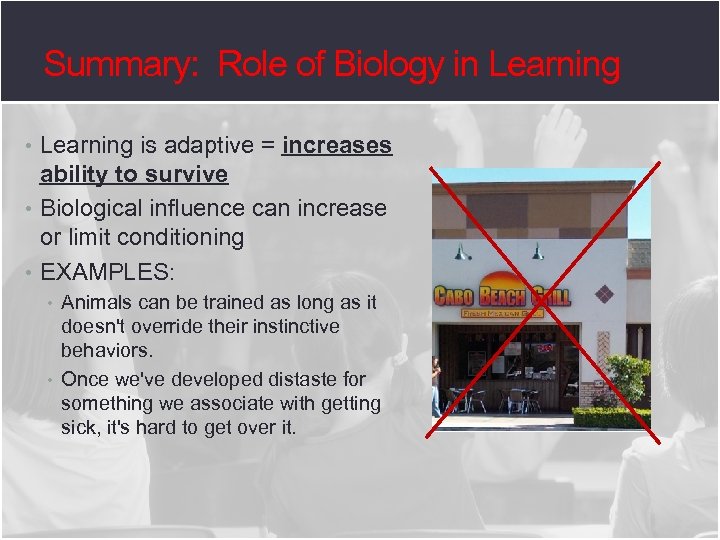 Summary: Role of Biology in Learning • Learning is adaptive = increases ability to