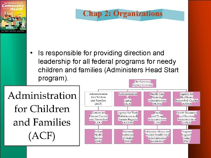 Chap 2: Organizations • Is responsible for providing direction and leadership for all federal