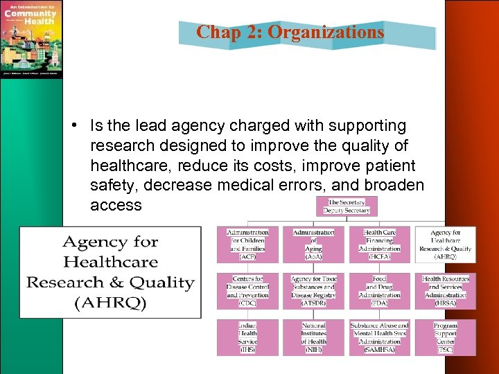 Chap 2: Organizations • Is the lead agency charged with supporting research designed to