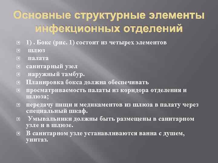 Основные структурные элементы инфекционных отделений 1). Бокс (рис. 1) состоит из четырех элементов шлюз