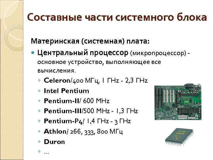 Микропроцессор персонального компьютера