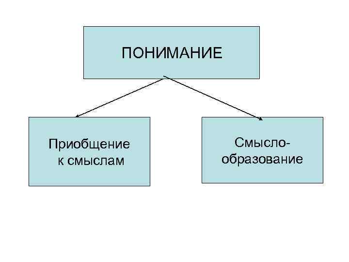 ПОНИМАНИЕ Приобщение к смыслам Смыслообразование 