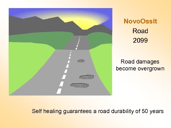 Novo. Ossit Road 2099 Road damages become overgrown Self healing guarantees a road durability