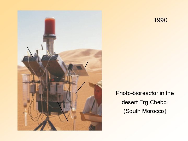 1990 Photo-bioreactor in the desert Erg Chebbi (South Morocco) 