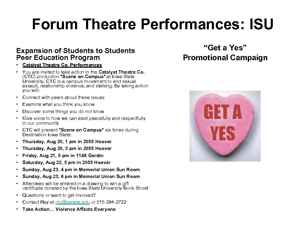 Forum Theatre Performances: ISU Expansion of Students to Students Peer Education Program • Catalyst