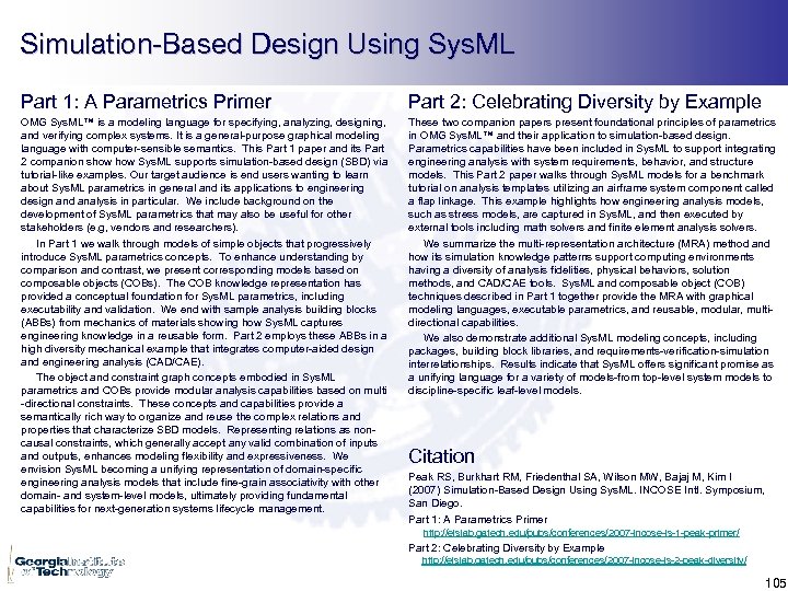 Simulation-Based Design Using Sys. ML Part 1: A Parametrics Primer Part 2: Celebrating Diversity