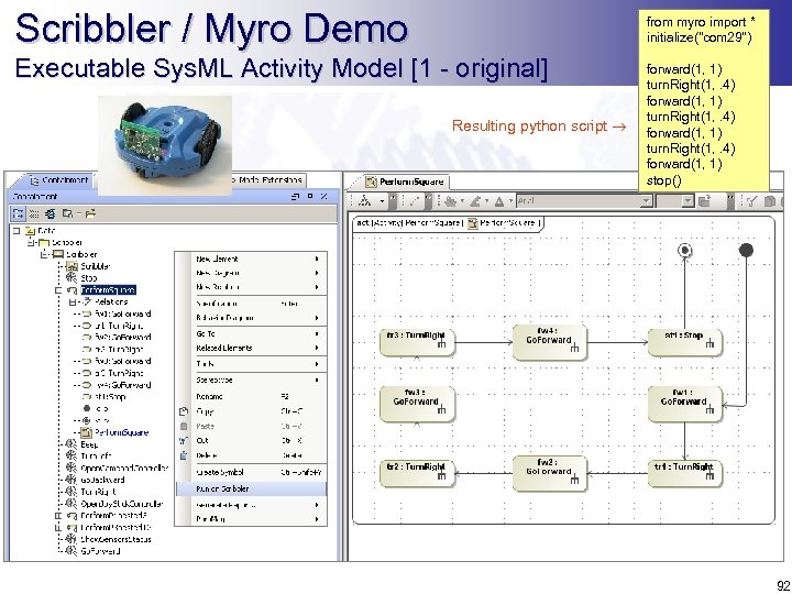 Scribbler / Myro Demo from myro import * initialize(
