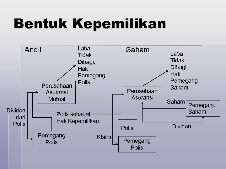 Bentuk Kepemilikan Andil Perusahaan Asuransi Mutual Dividen dari Polis Laba Tidak Dibagi, Hak Pemegang