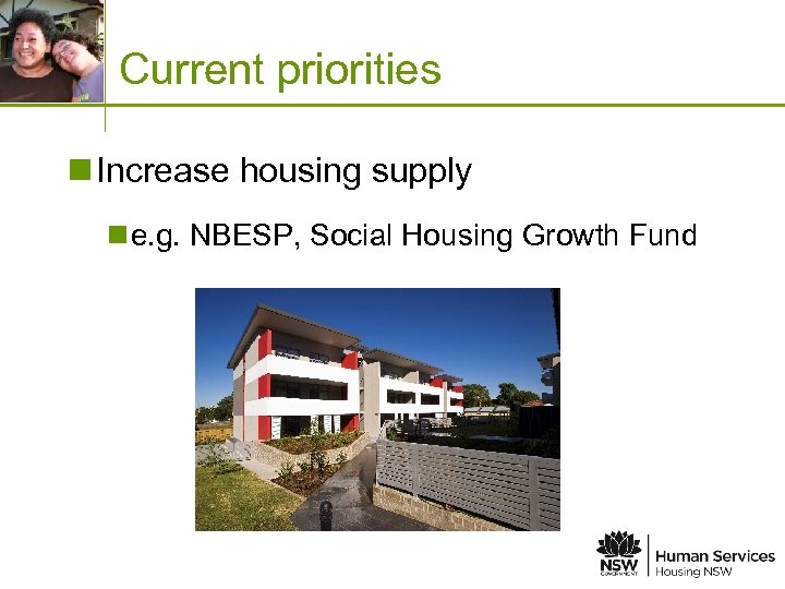 Place image in this space Current priorities n Increase housing supply n e. g.