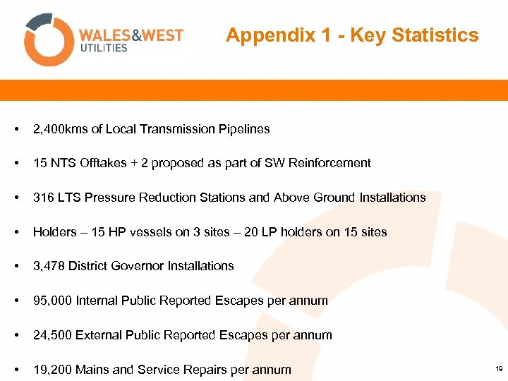  Appendix 1 - Key Statistics • 2, 400 kms of Local Transmission Pipelines