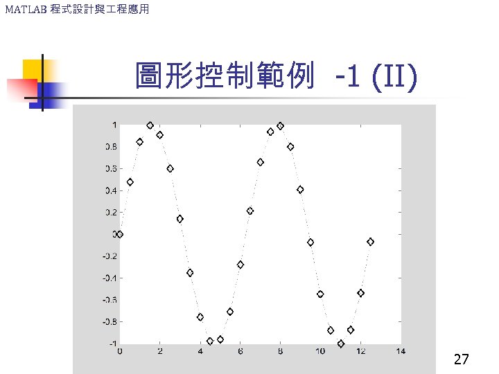 MATLAB 程式設計與 程應用 圖形控制範例 -1 (II) 27 