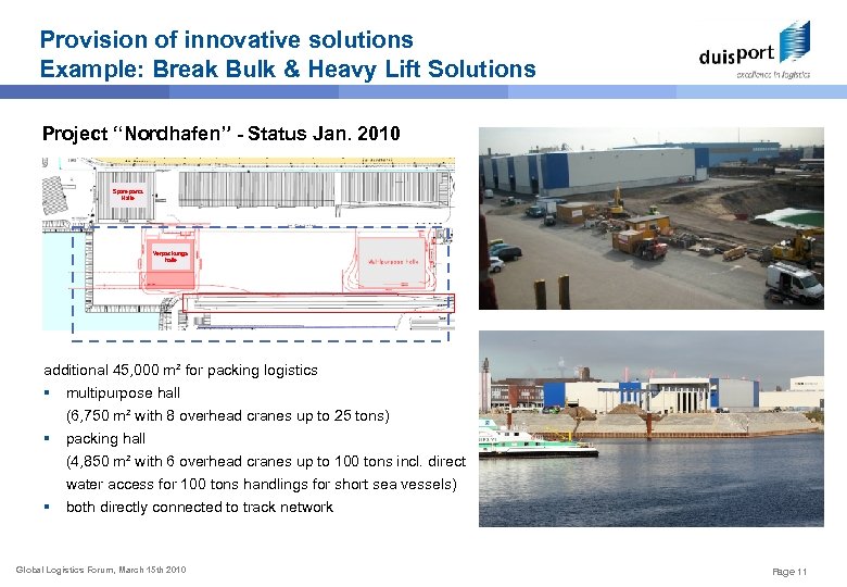 Provision of innovative solutions Example: Break Bulk & Heavy Lift Solutions Project “Nordhafen” -