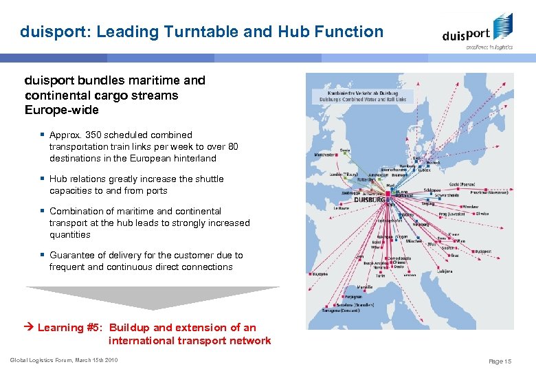 duisport: Leading Turntable and Hub Function duisport bundles maritime and continental cargo streams Europe-wide
