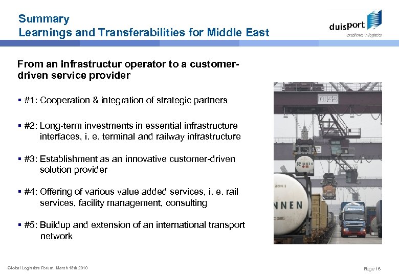 Summary Learnings and Transferabilities for Middle East From an infrastructur operator to a customerdriven