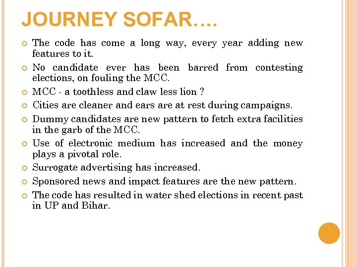 JOURNEY SOFAR…. The code has come a long way, every year adding new features