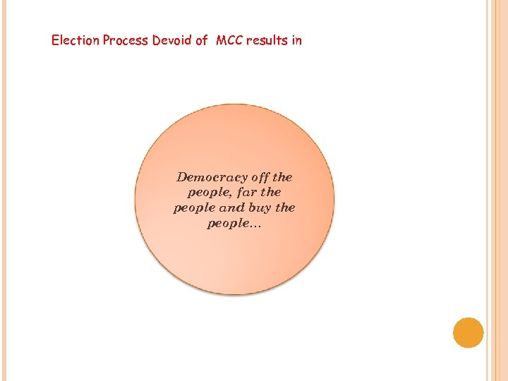 Election Process Devoid of MCC results in Democracy off the people, far the people
