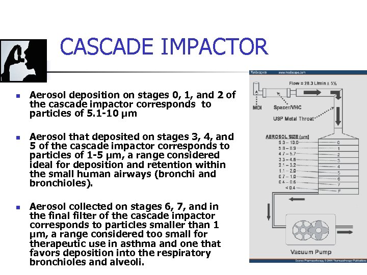 CASCADE IMPACTOR n n n Aerosol deposition on stages 0, 1, and 2 of