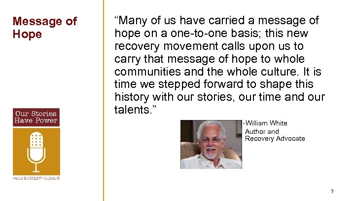 Message of Hope “Many of us have carried a message of hope on a