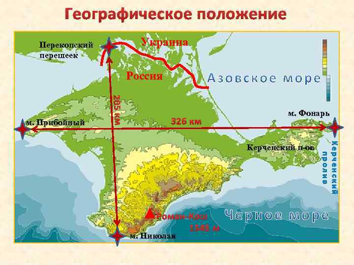 Географическая карта крыма и украины