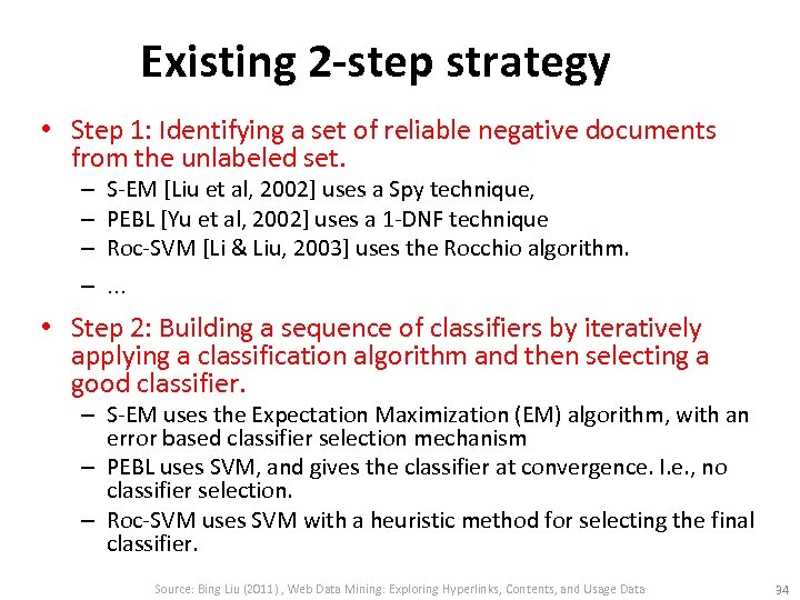 Existing 2 -step strategy • Step 1: Identifying a set of reliable negative documents