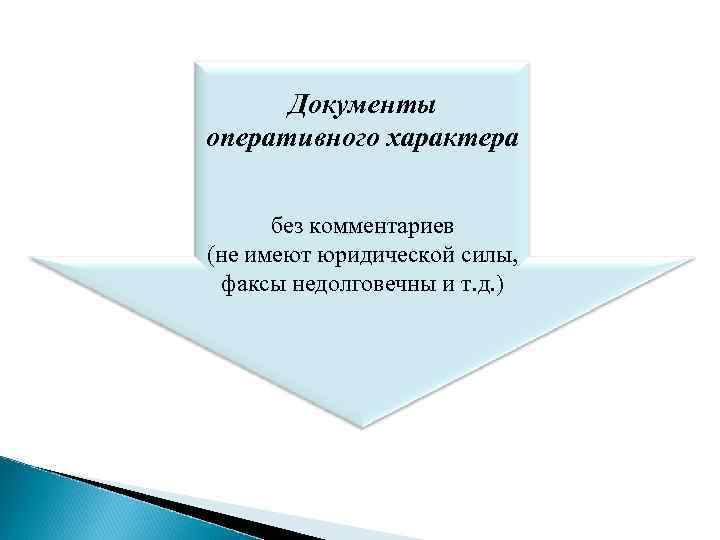 Документы оперативного характера без комментариев (не имеют юридической силы, факсы недолговечны и т. д.